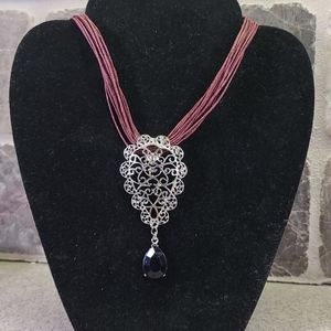 PENDANT silver tone. With black Rhinestone